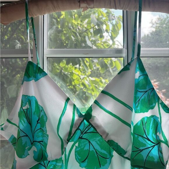 Diane Von Furstenberg Green Leaf Slip Dress - Picture 7 of 11